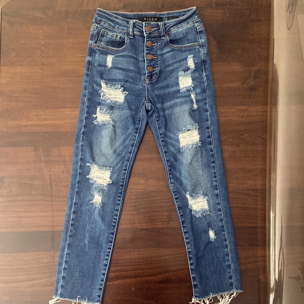 Like new boutique Risen Los Angeles high rise cropped jeans waist 25/Size 1
